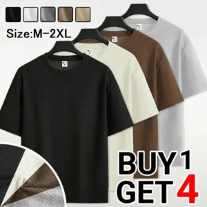 Waffle unisex T-shirt round neck oversized  solid color T-shirt tropical trend c