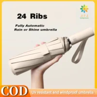 24 Bones/10 Ribs Automatic Umbrella Windproof Anti-UV Sunscreen Large Umbrella