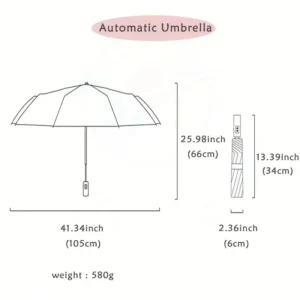 24 Bones/10 Ribs Automatic Umbrella Windproof Anti-UV Sunscreen Large Umbrella - Image 6
