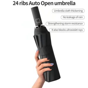 24 Bones/10 Ribs Automatic Umbrella Windproof Anti-UV Sunscreen Large Umbrella - Image 9